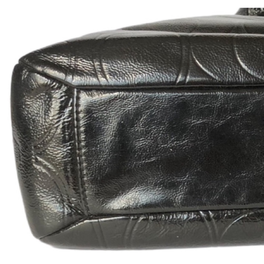 Coach Gallery Black Signature Embossed Patent Leather North/South  Tote F19818 - Picture 14 of 16